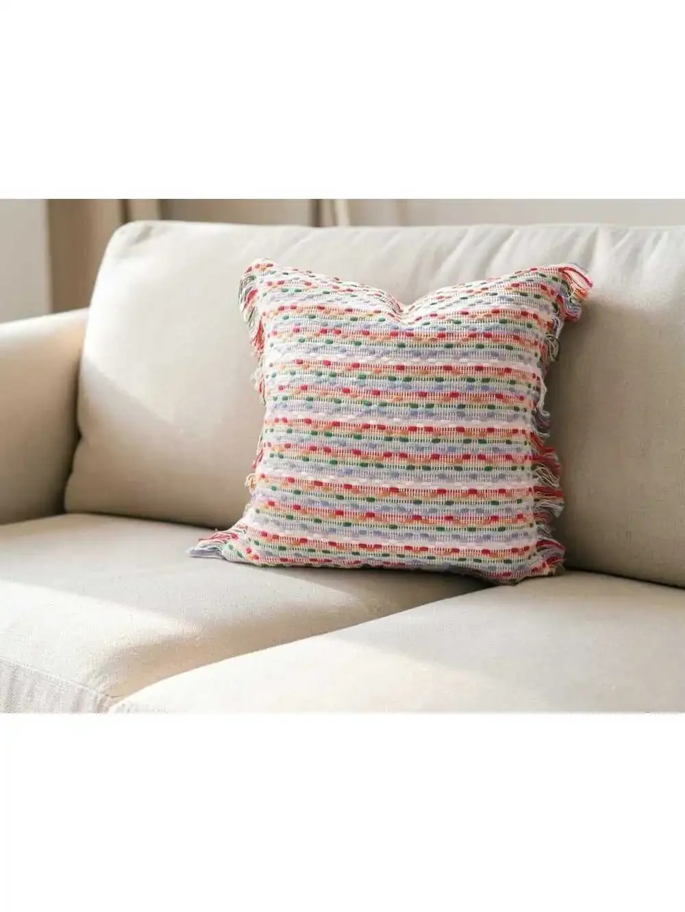 Handwoven Decorative Throw Pillow Covers - Bohemian Style, Multi-Color & Blue Ik